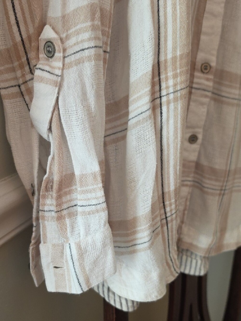 John Mark Cream and Tan Plaid Button-Down Shirt - Picture 3 of 9